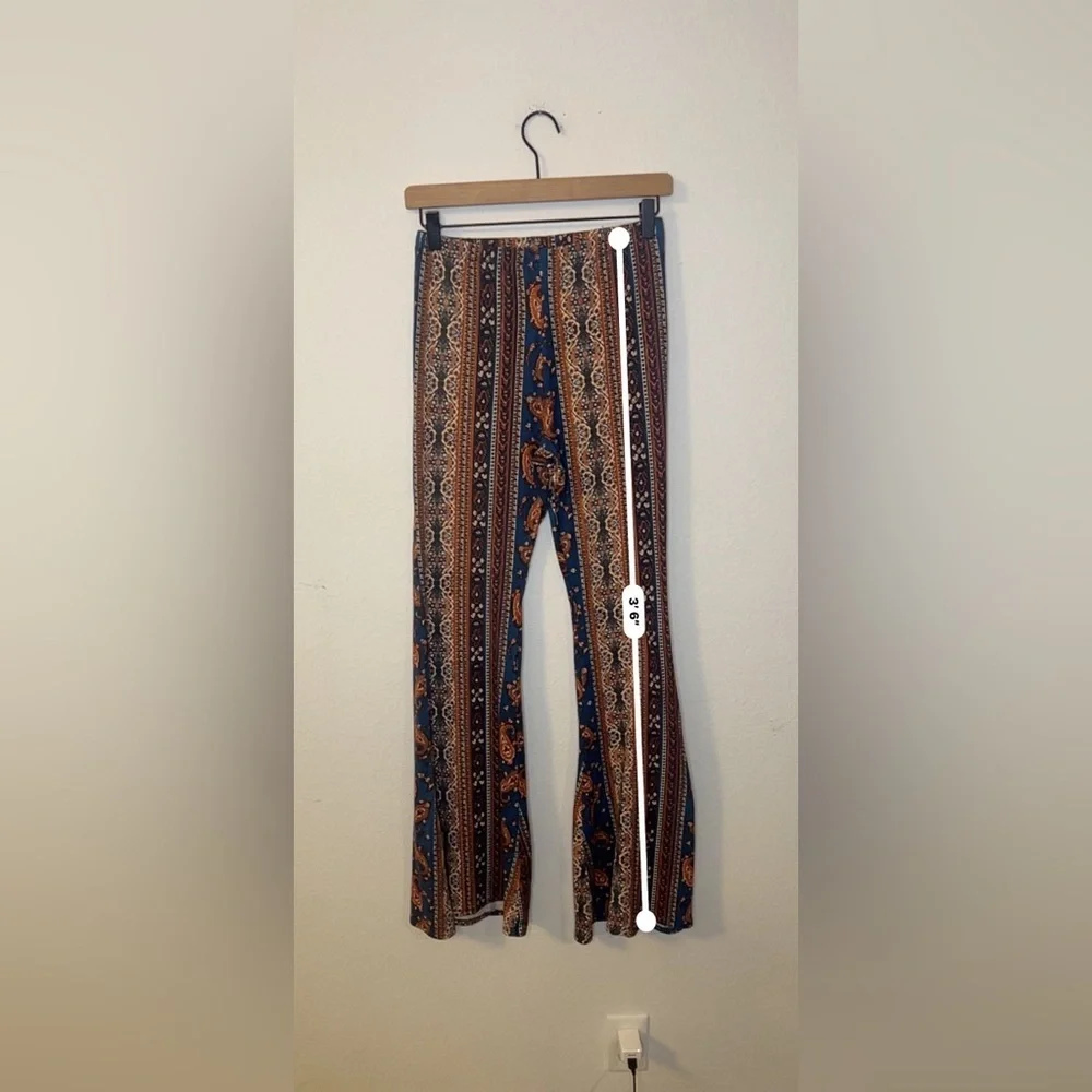 Windsor Printed Flare Pants Blue and Orange Boot Cut - Picture 6 of 6